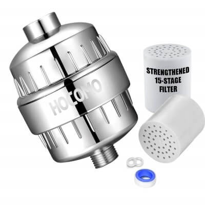 15-Stage Shower Filter with Replaceable Cartridge - Remove Chlorine