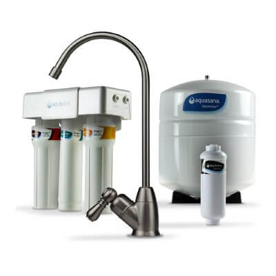 Aquasana OptimH2O Reverse Osmosis Water Filter with Remineralizer and Brushed Nickel Faucet