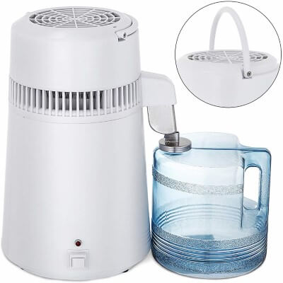 Mophorn Countertop Pure Water Distillation Purifier with Handle, 4L, 750W, White
